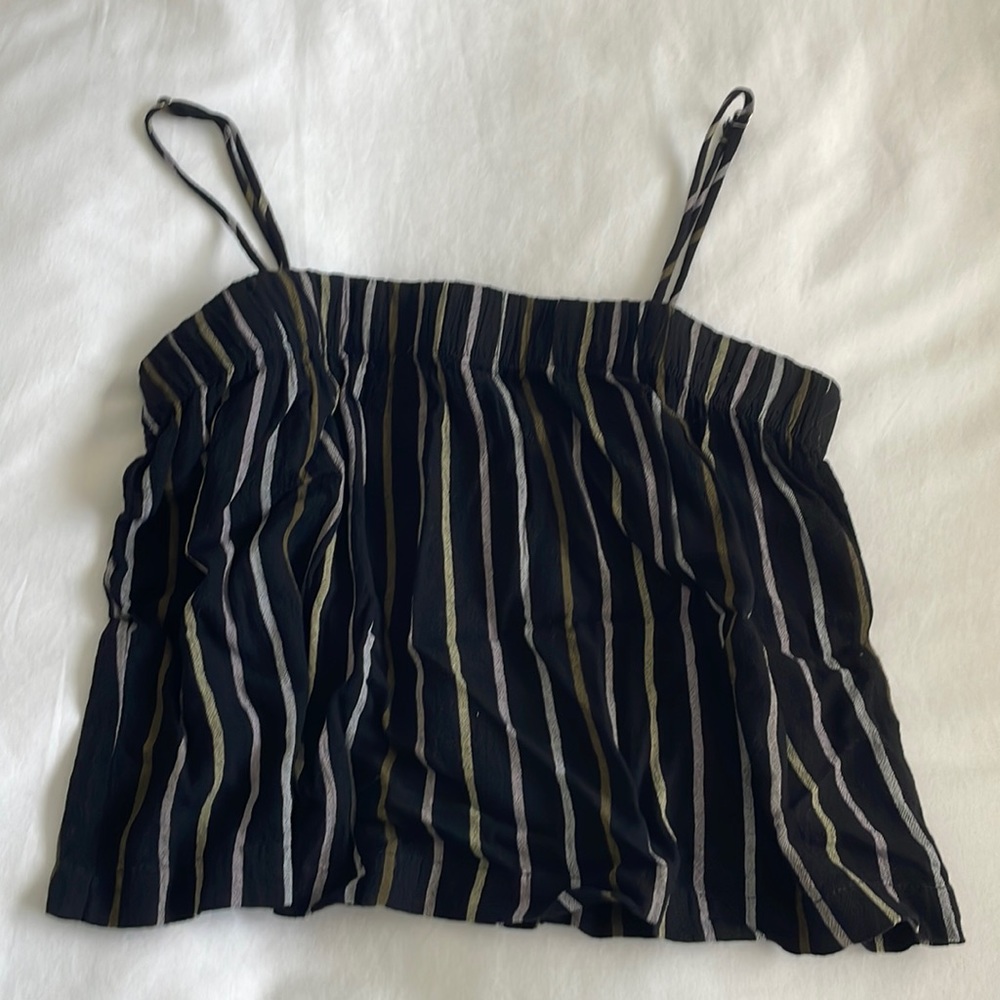 Black tank top with stripes